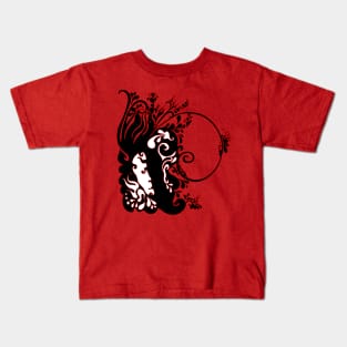 Red, Black and White Abstract Face Kids T-Shirt